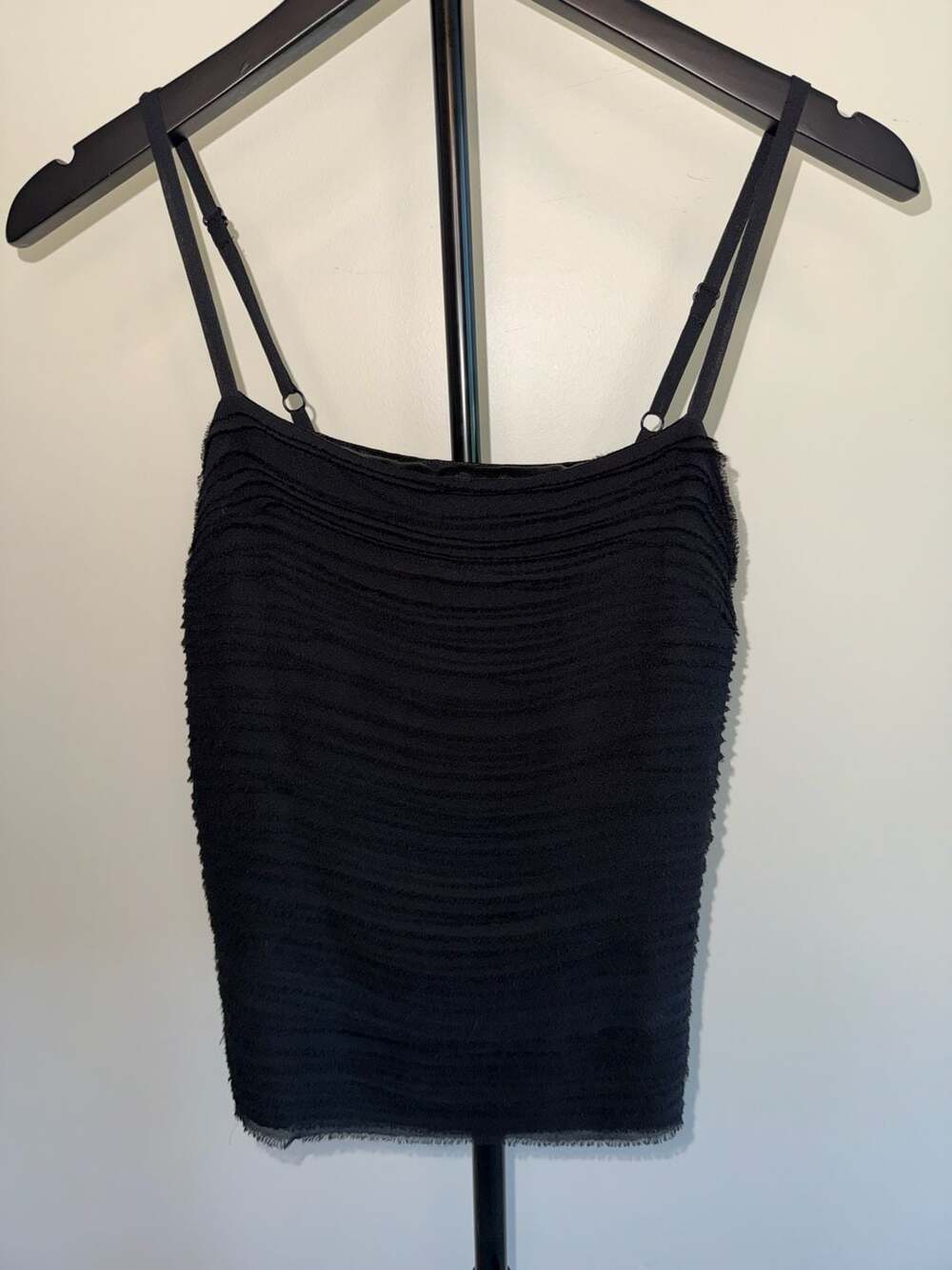 100% Silk Talbots Black Camisole Size 4 Ruffled layers